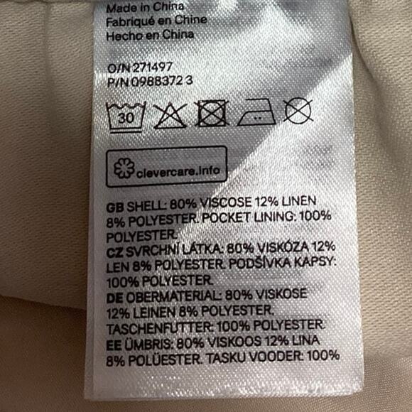 H&M Women's Linen White Business Wide Straight Leg Dress Trousers Pants Size 4 - Picture 5 of 5